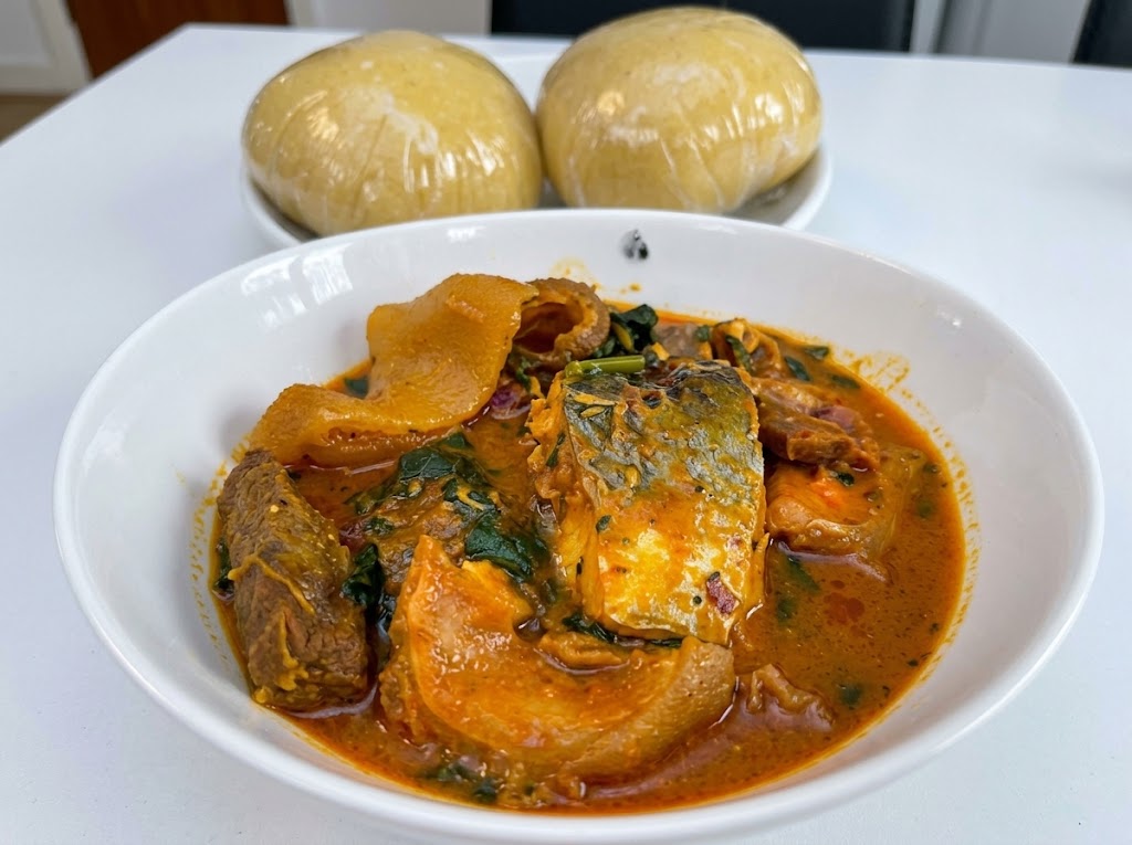 Eba with Ogbono Soup
